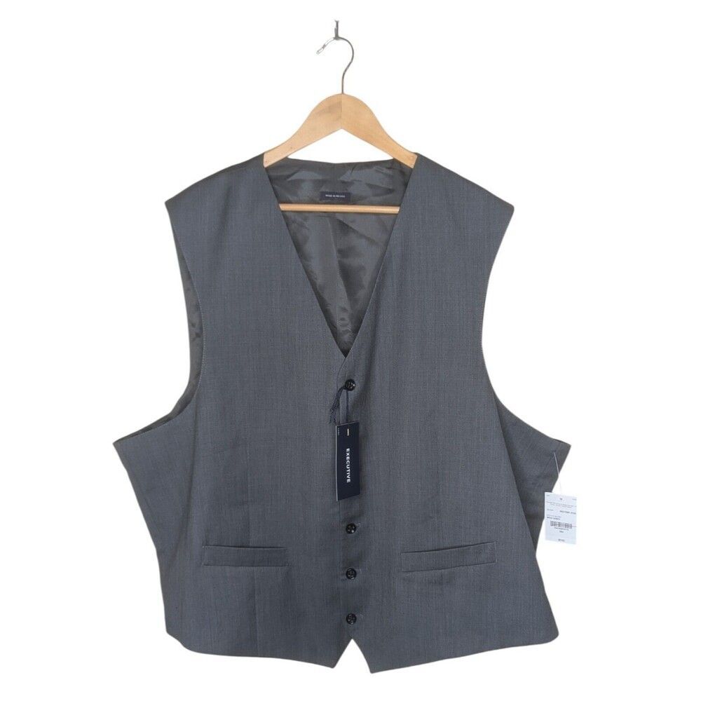 NWT Stafford Executive Big & Tall Men's 3X Grey Button Up Vest